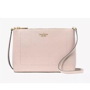 New Kate Spade Leila Crossbody Pebble Leather Cozy Grey (light beige)